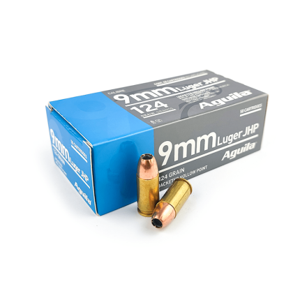 MUNICION AGUILA CALIBRE 9MM LUGER – 124GR (JHP) – CAJA x 50